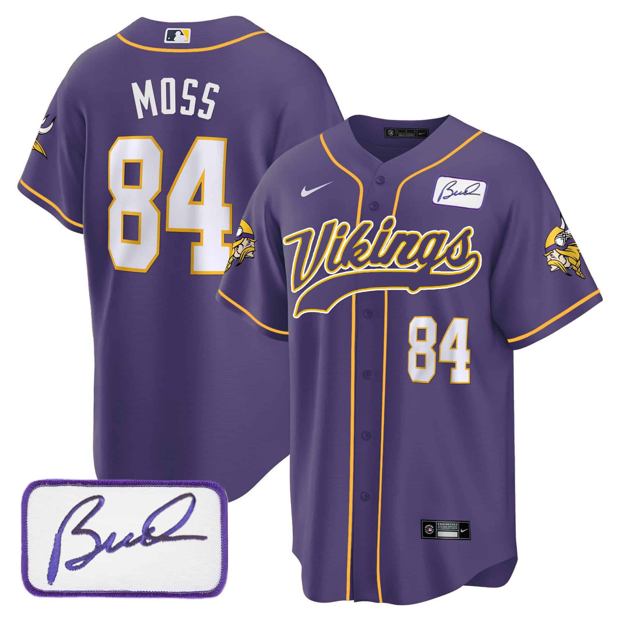 Men Minnesota Vikings #84 Moss Purple 2024 Nike Bud Grant Patch Classic Baseball NFL Jersey style 1->indianapolis colts->NFL Jersey